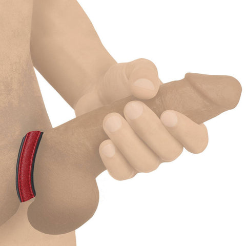 Adjustable Leather Cock Ring with Velcro Closure for Beginners Red COCK RINGS