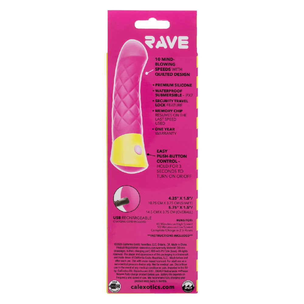 Rave Quilted G Silicone Vibrator Pink Waterproof Massager Pink > Sex Toys For Ladies > G-Spot Vibrators