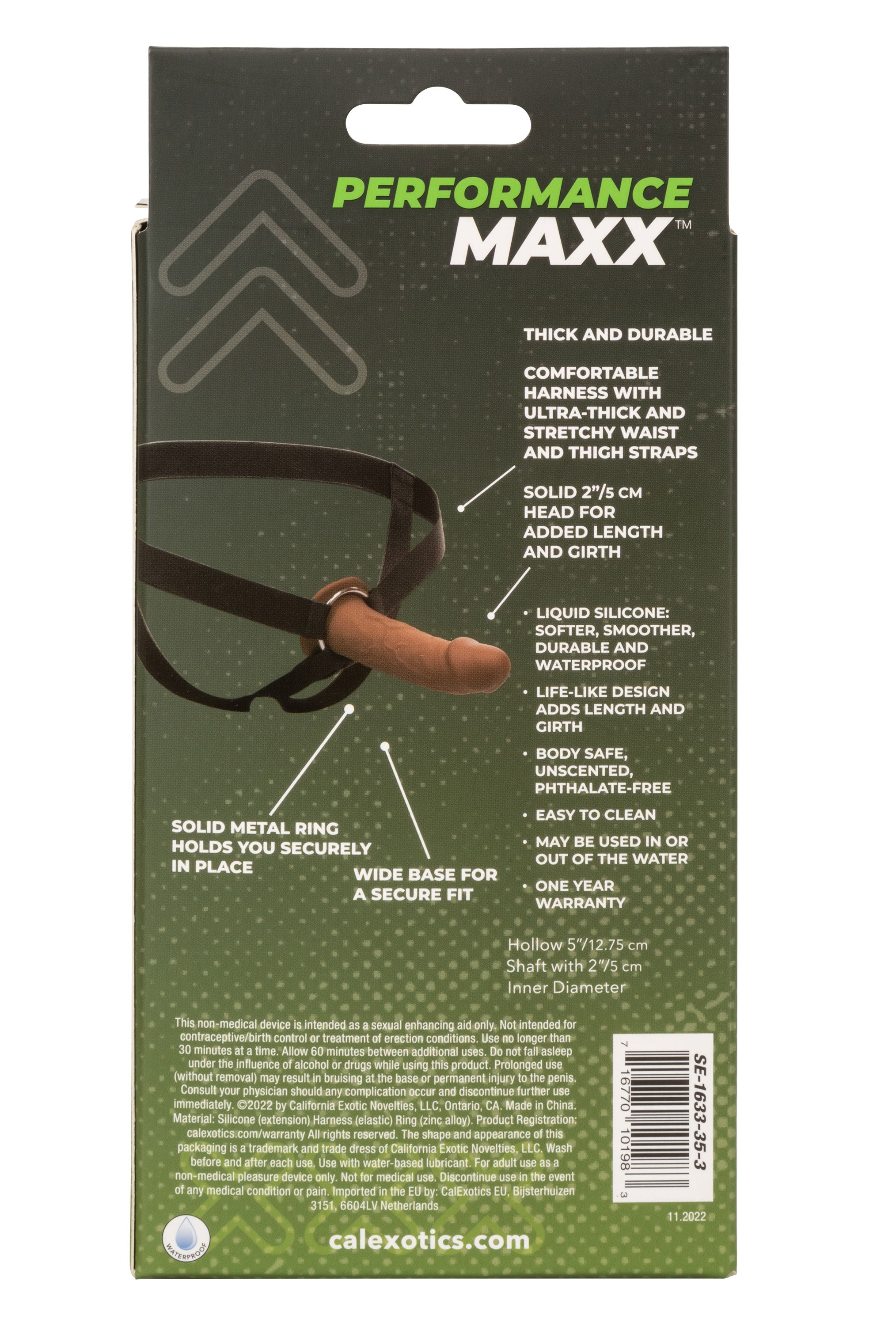 Performance Maxx Life-Like Extension with Harness Brown 2 Inch Length STRAP-ONS