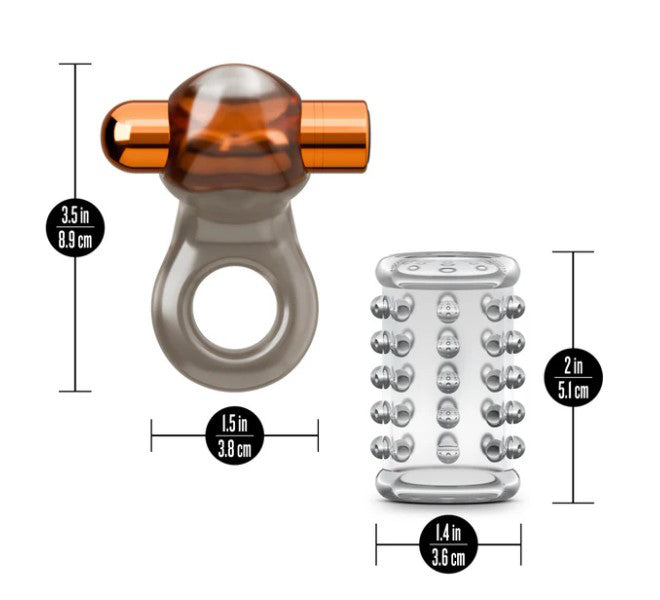 Stay Hard Vibrating Cock Ring Set With Textured Sleeve – Vibrating Cock Ring > Cock Ring > Vibrating