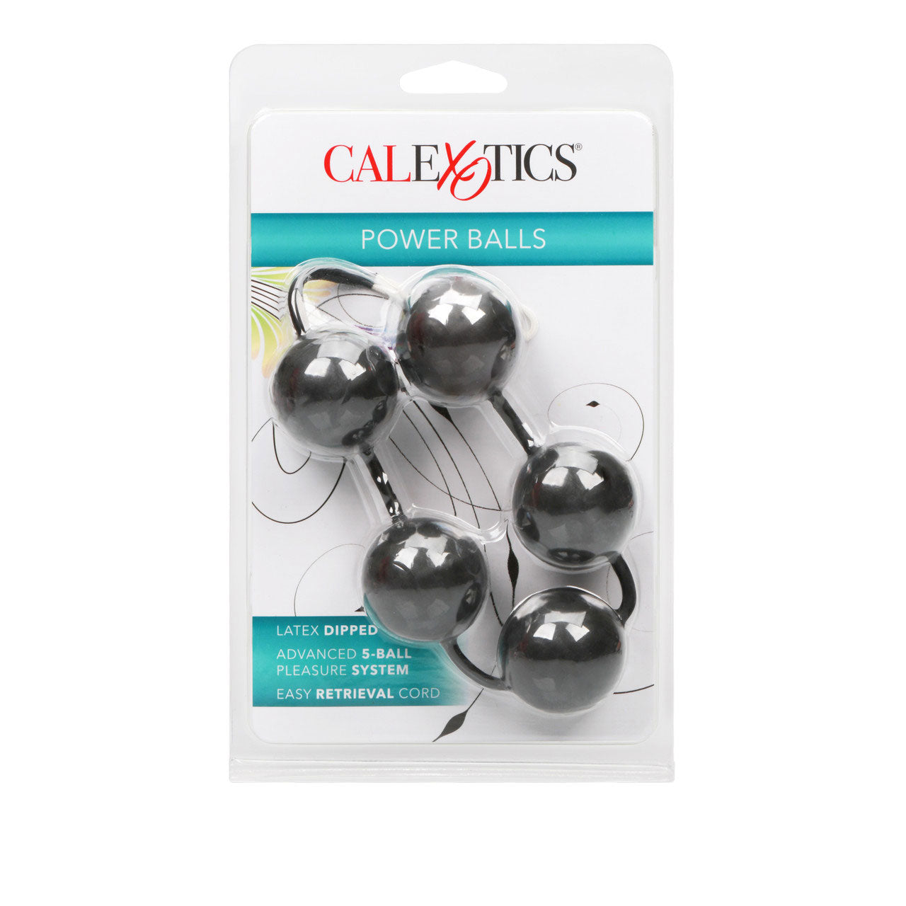 CalExotics Power Balls Black Latex Dipped 5-Ball Pleasure System with Easy Retrieval Cord 1.25 Inch Diameter > Sex Toys For Ladies > Kegel Exercise