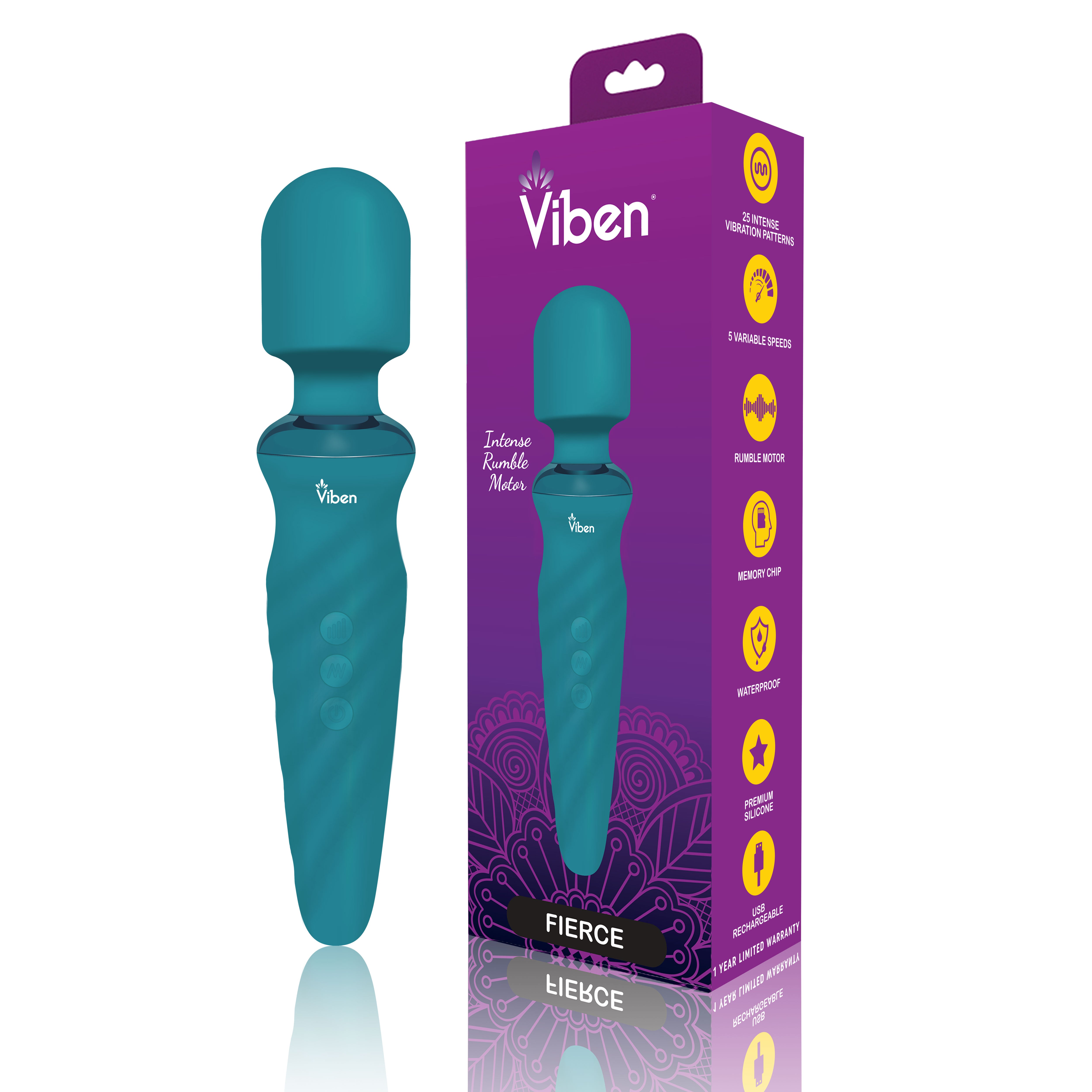 Viben Fierce Rechargeable Wand Massager Ocean Electric Massager