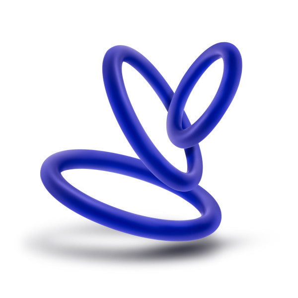 Performance Silicone Cock Ring 3 Pc Set Indigo for Stamina COCK RING Set