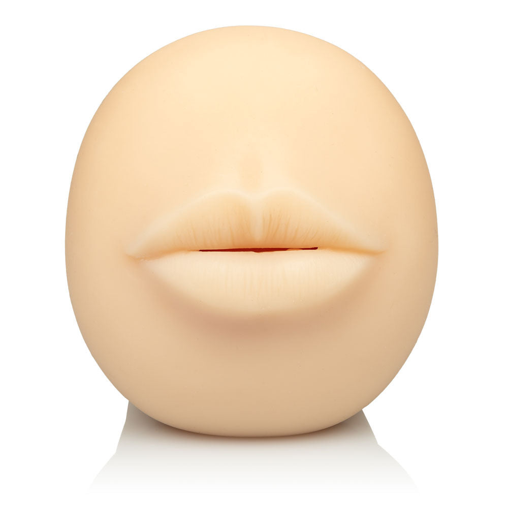 Stroke It Mouth Male Masturbator in Ivory with Textured Chamber Beige Strokers - Manual