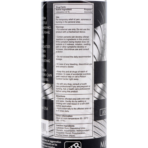 Master Series Ass Relax Desensitizing Lubricant 4.25 Ounce Anal Lubricant