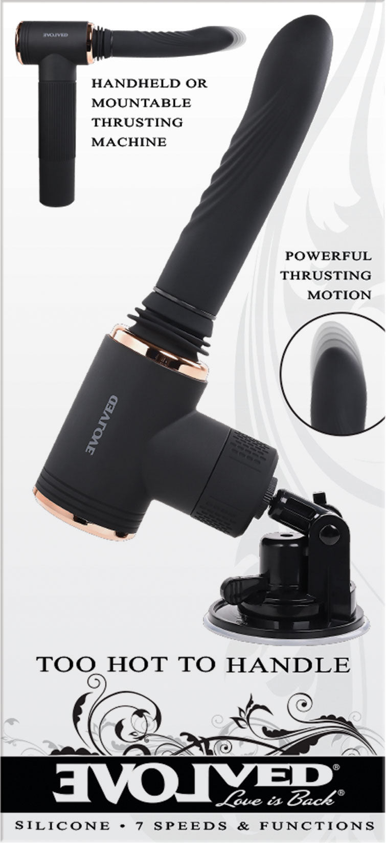 Evolved TOO HOT TO HANDLE Thrusting Vibe 7 Speed Rechargeable (9.3) > Dildos > Thrusting Dildos