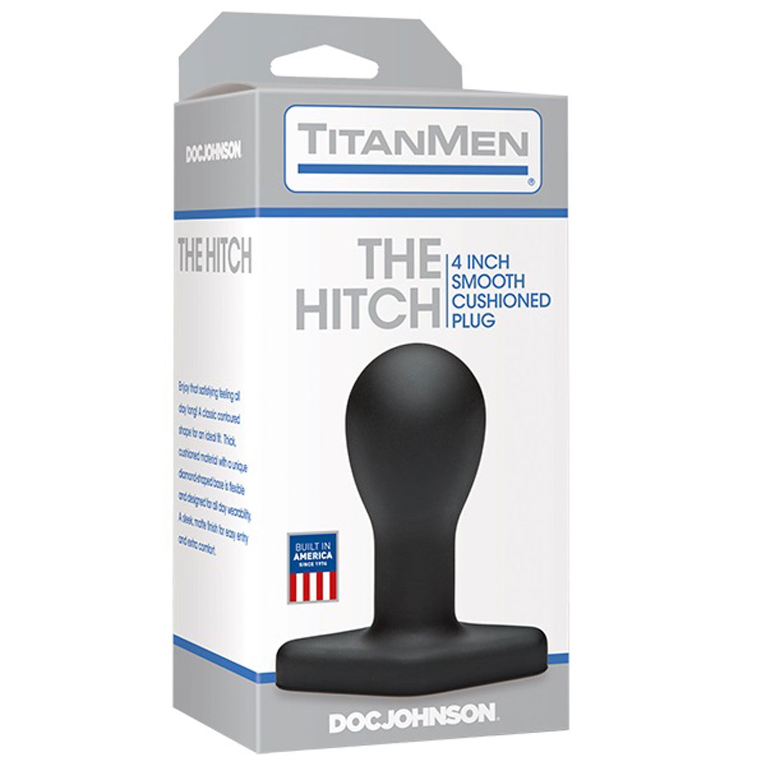 Titanmen The Hitch Black Anal Plug with Wide Domed Tip Design Black Butt Plugs
