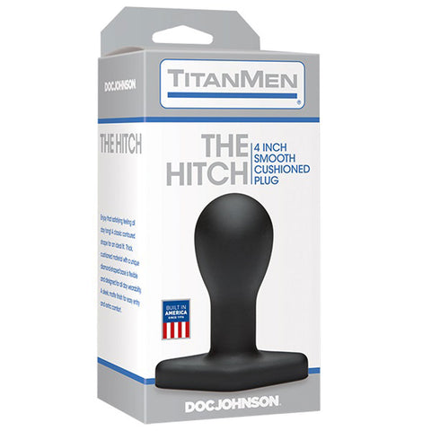 Titanmen The Hitch Black Anal Plug with Wide Domed Tip Design Black Butt Plugs