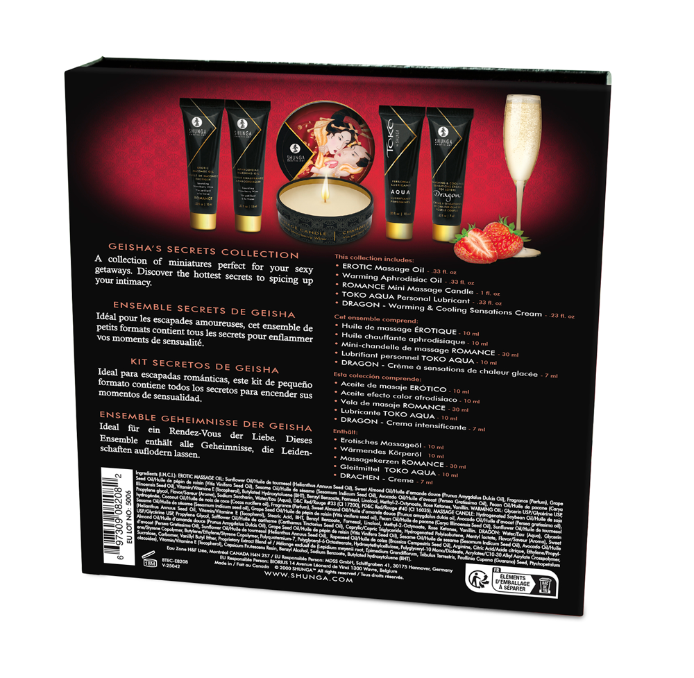 Geisha's Secrets Intimacy Gift Set with Sparkling Strawberry Wine > Essentials > Massage Gift Set