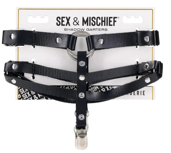 Shadow Garters – Faux Leather Garter Straps with Silver Hardware Black > Clothes > Womens Leather