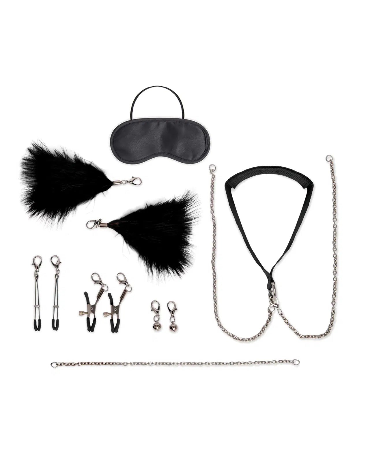 Lux Fetish 12-Piece Interchangeable Collar and Nipple Clips Set (Black) – Fetish Accessories > Sex Toys > Nipple Clips