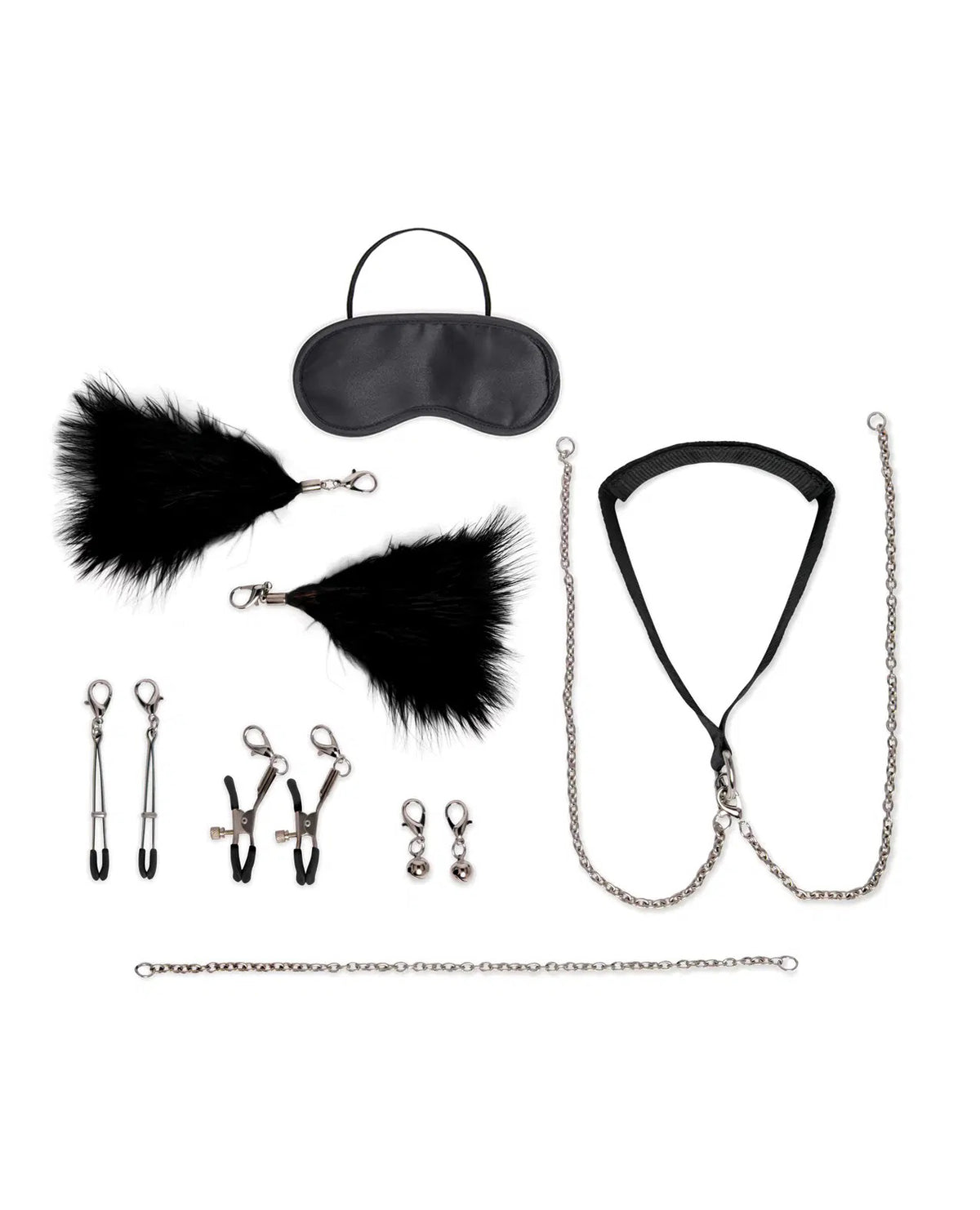 Lux Fetish 12-Piece Interchangeable Collar and Nipple Clips Set (Black) – Fetish Accessories > Sex Toys > Nipple Clips