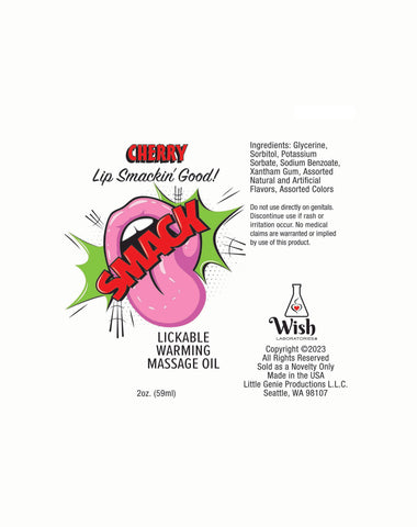 Smack Cherry Warming Lickable Massage Oil for Adults 2 Oz Default Title Massage Oil