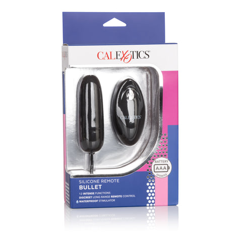 Silicone Remote Bullet Black Compact Waterproof Vibrator with 12 Functions and 32.75ft Remote Control BULLETS