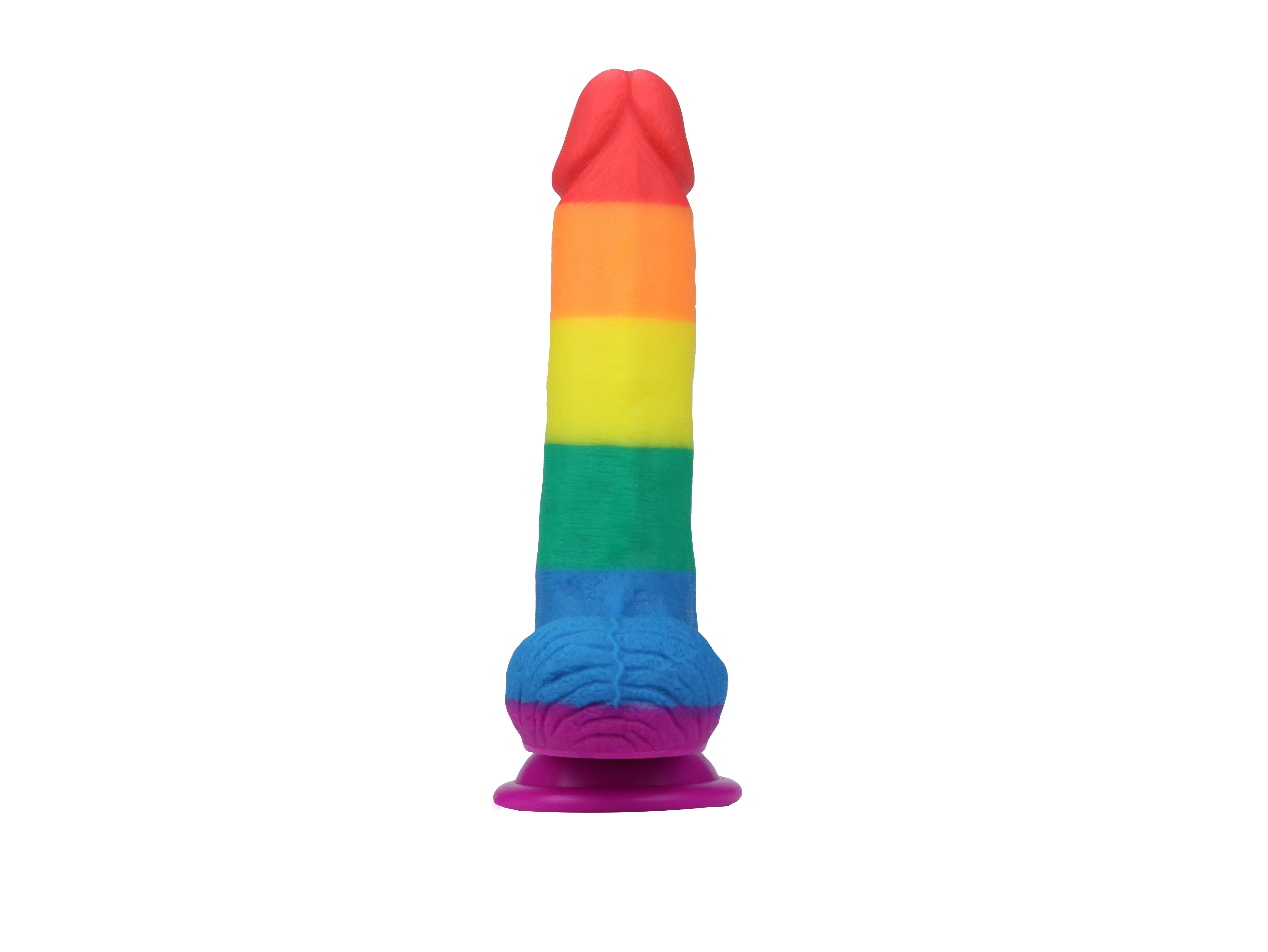 Pride Rainbow Dildo – 100% Silicone Vibrant Rainbow Colors Realistic Dildo with Suction Cup Base > Realistic Dildos and Vibes > Neutral Dildos