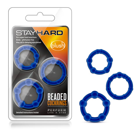 Stay Hard Beaded Cockrings Set of 3 Sizes COCK RING Set