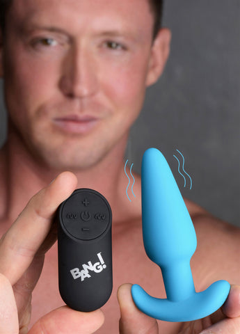 Remote Control Silicone Butt Plug 21X Vibrating Blue Butt Plugs - Vibrating