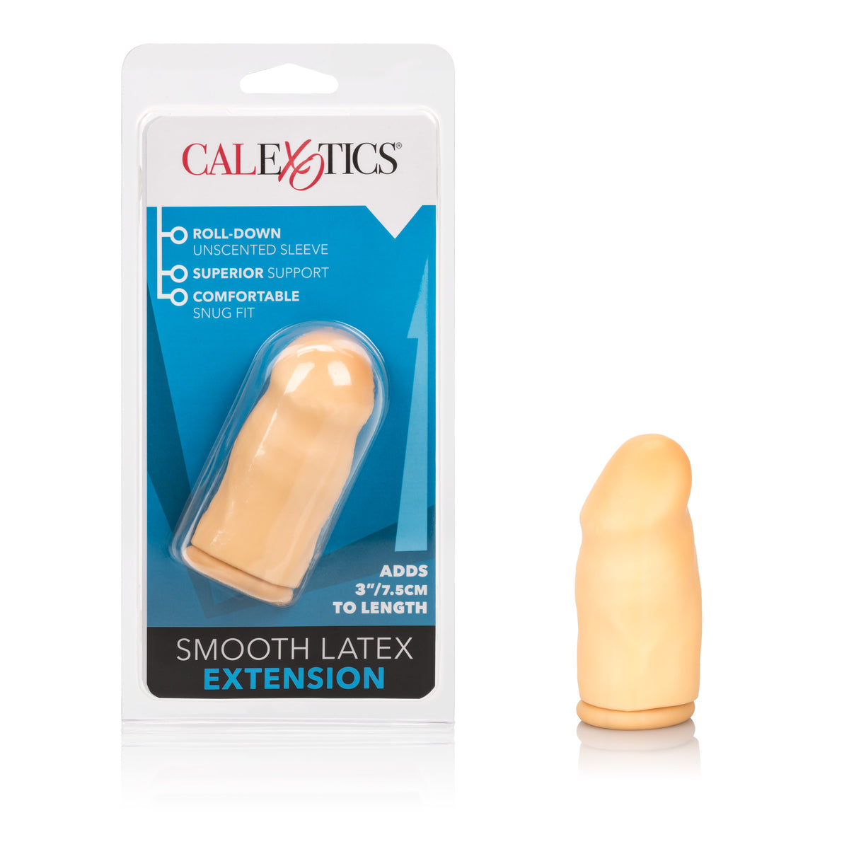 Smooth 3 Inch Ivory Latex Penis Extension with Roll Down Sleeve > Sex Toys For Men > Penis Sleeves