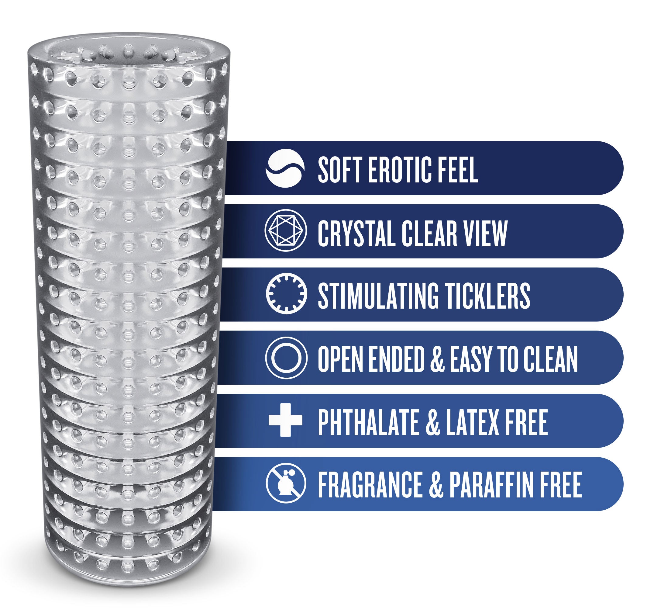 Rize Clear Stimulating Masturbation Sleeve by Blush Adult Toy Masturbation Aids for Males