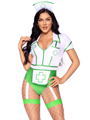 Leg Avenue Nurse Feelgood Sexy Costume Medium White Green Costumes