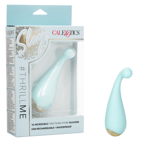 Slay Thrill Me Clitoral Vibrator with 10 Vibration Modes Blue Finger Stimulator