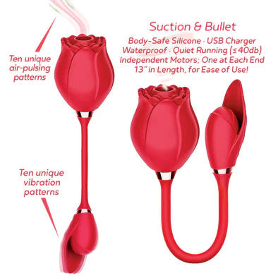 Wild Rose Suction & Bullet - Air Pulse & Bullet Stimulator Rose Stimulators