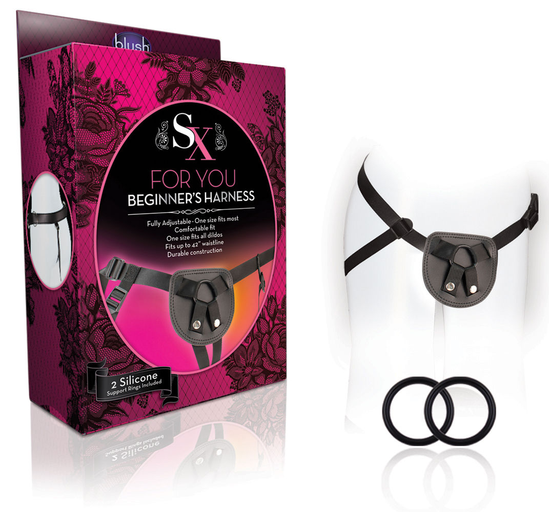 For You Beginners Harness Soft Faux Leather Adjustable Strap Black Harnesses & Strap-Ons