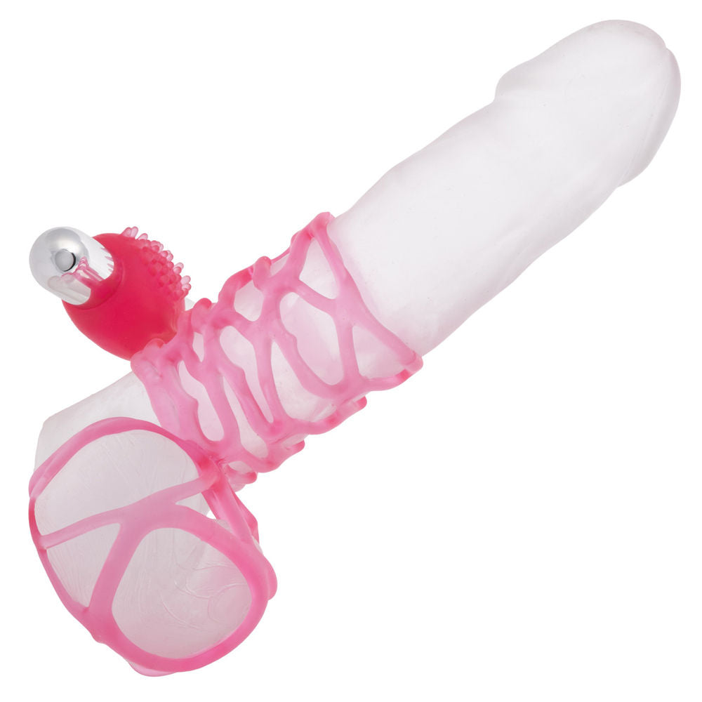 Stretchy Pink Cock Cage with Rechargeable Scrotum Stimulator Cages