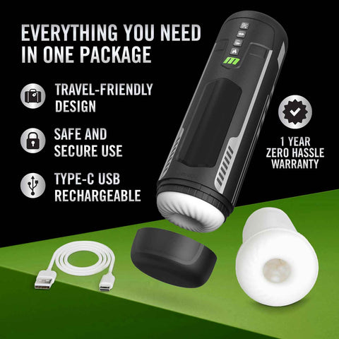 M for Men Master Blaster Automatic Male Masturbator Black Strokers - Manual
