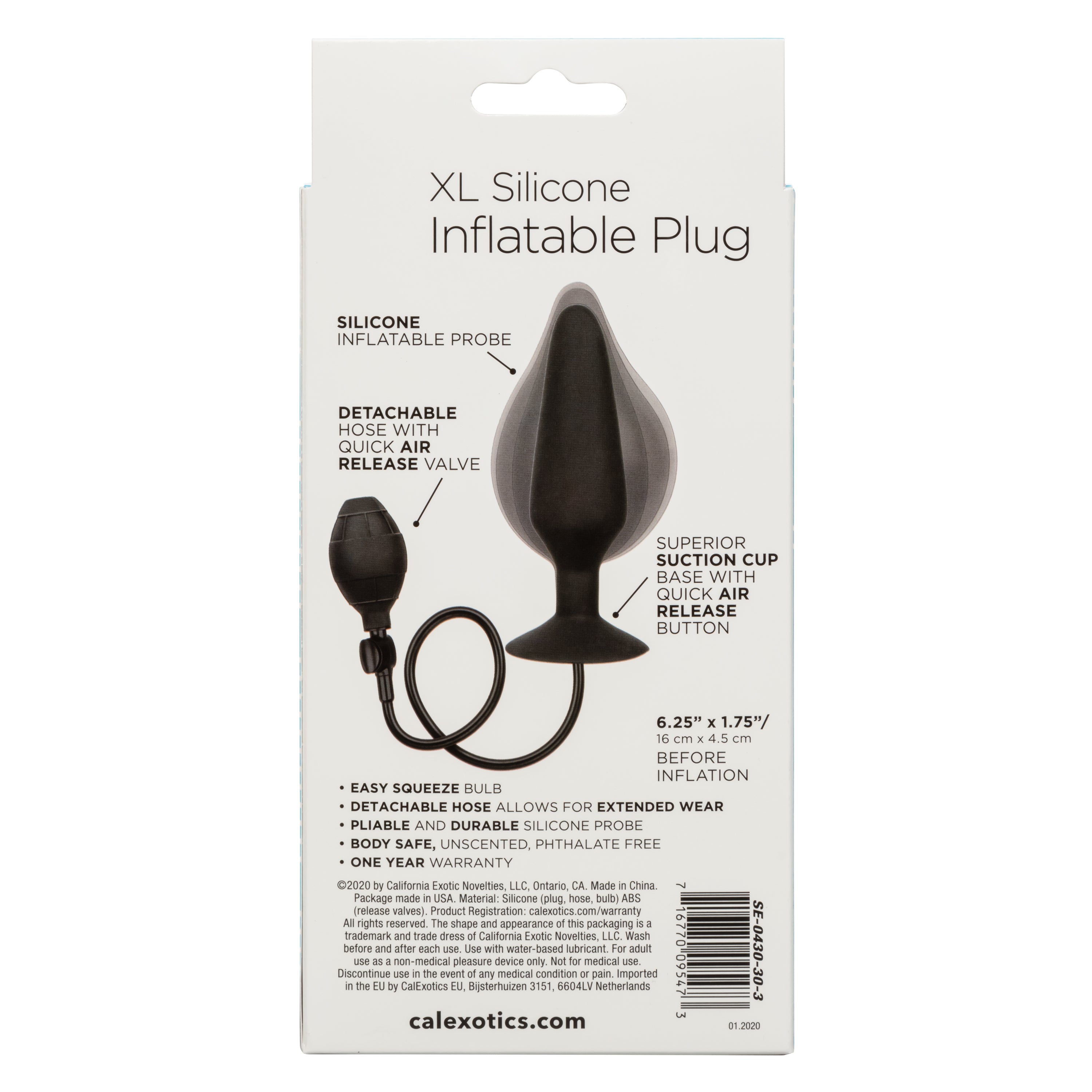 CalExotics XL Silicone Inflatable Plug – Inflatable Anal Plug with Detachable Hose and Squeeze Bulb Secondary image