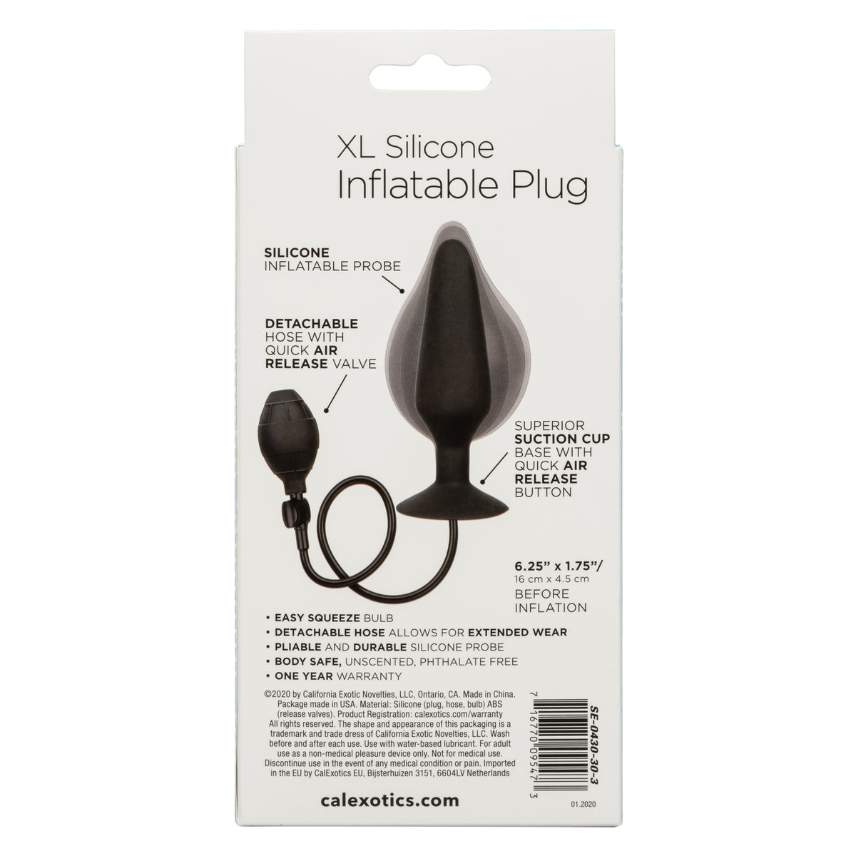 CalExotics XL Silicone Inflatable Plug – Inflatable Anal Plug with Detachable Hose and Squeeze Bulb > Anal Range > Tunnel and Stretchers
