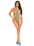 Leg Avenue Rainbow Stripe Cross-Over Halter Bodysuit One Size > Clothes > Bodies and Playsuits