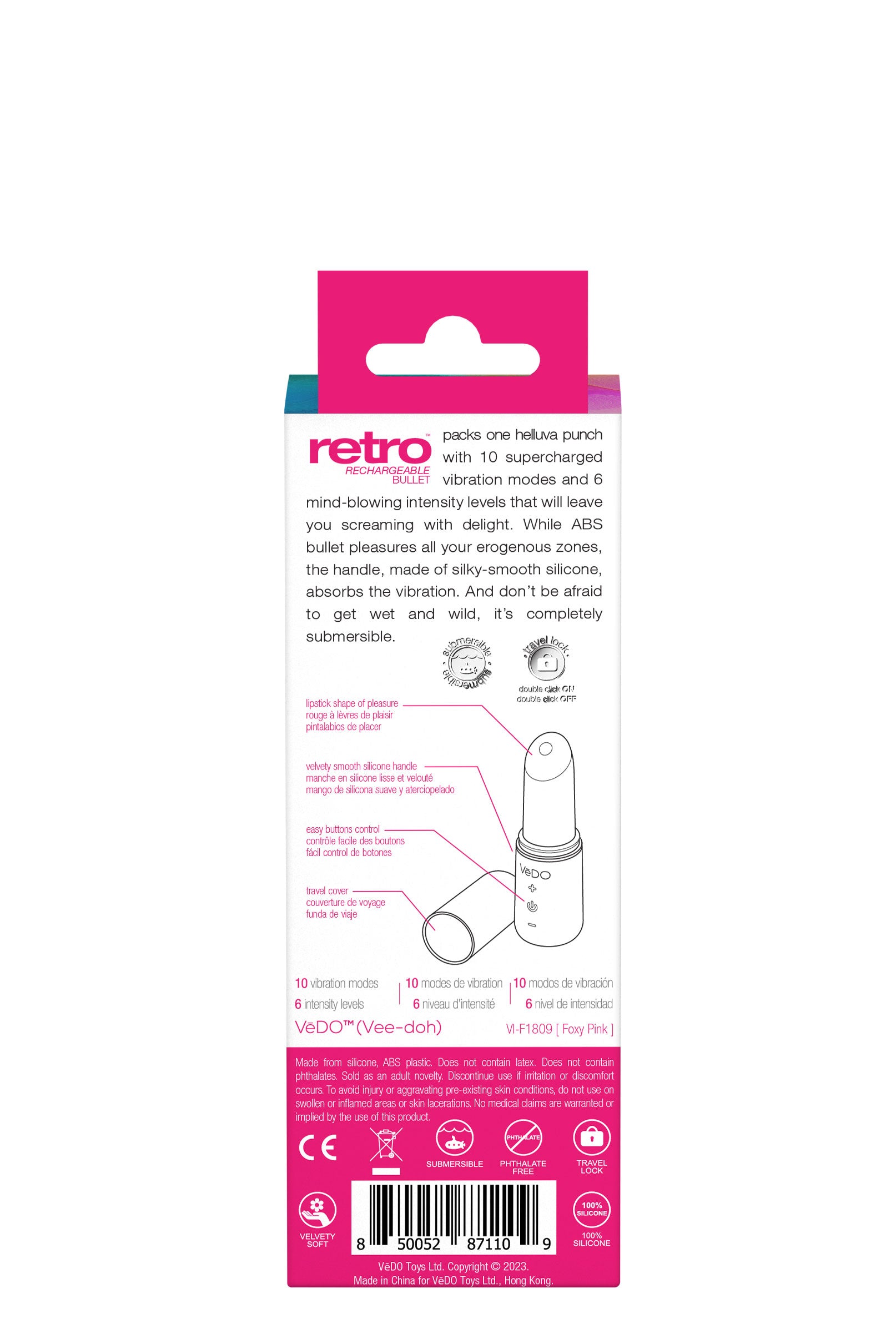 VeDO Retro Bullet Vibrator with 10 Vibration Modes Pink > Vibrators > Mini Vibrators