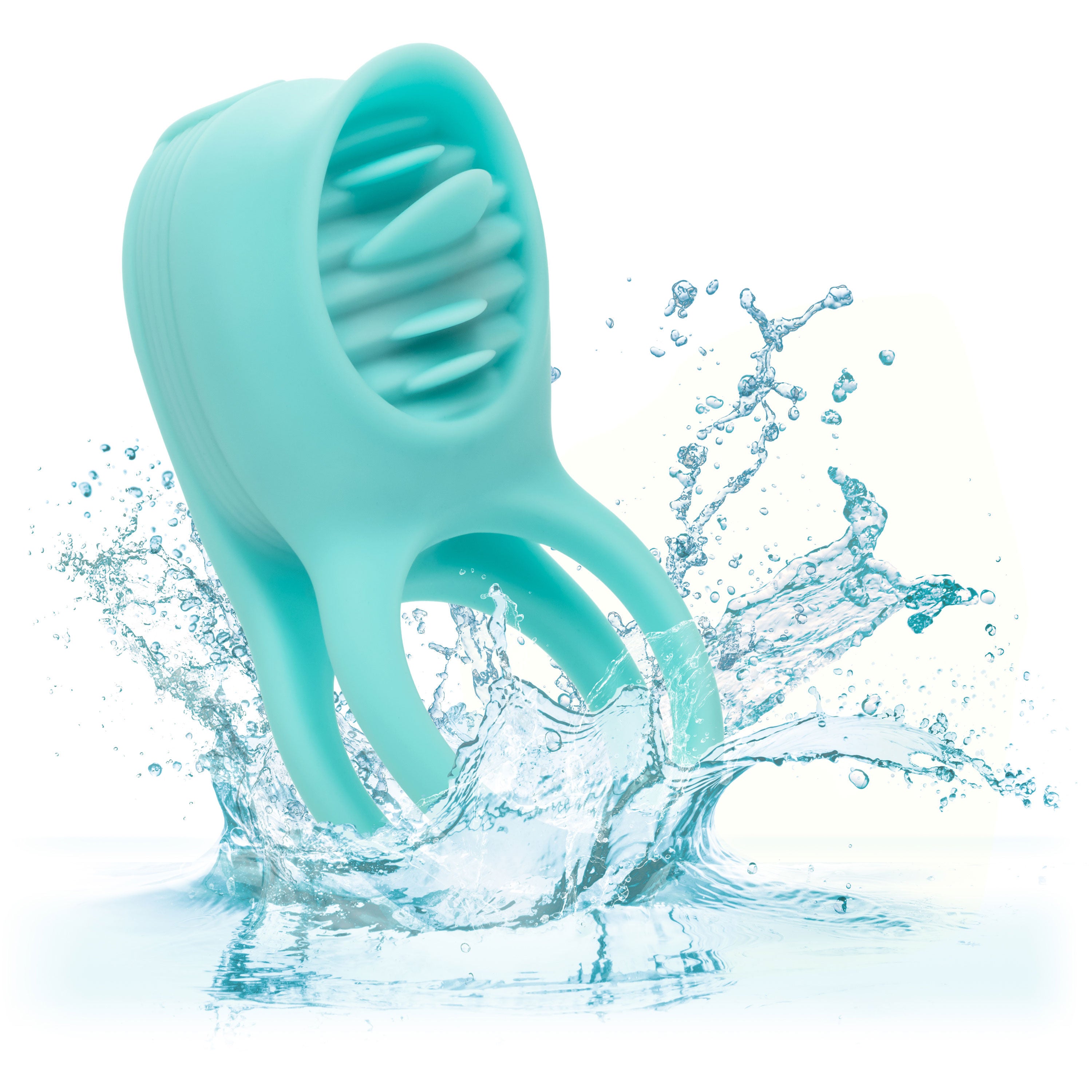 Silicone Rechargeable French Kiss Enhancer – Vibrator with 12 Functions and Flickering Teaser Ring Blue > Cock Ring > Vibrating Main image
