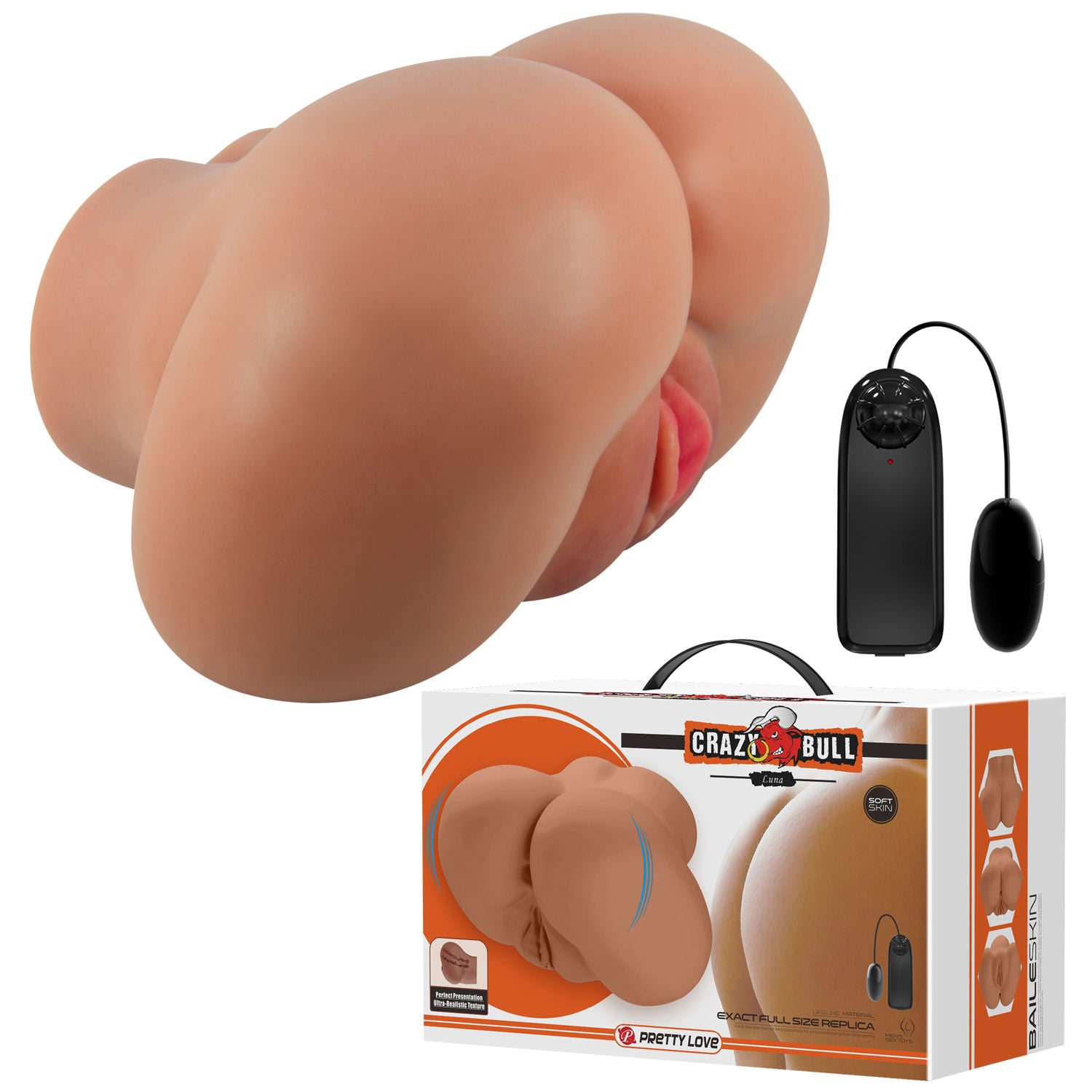Luna Realistic Dual-Entry Vibrating Masturbator for Adults Assturbators