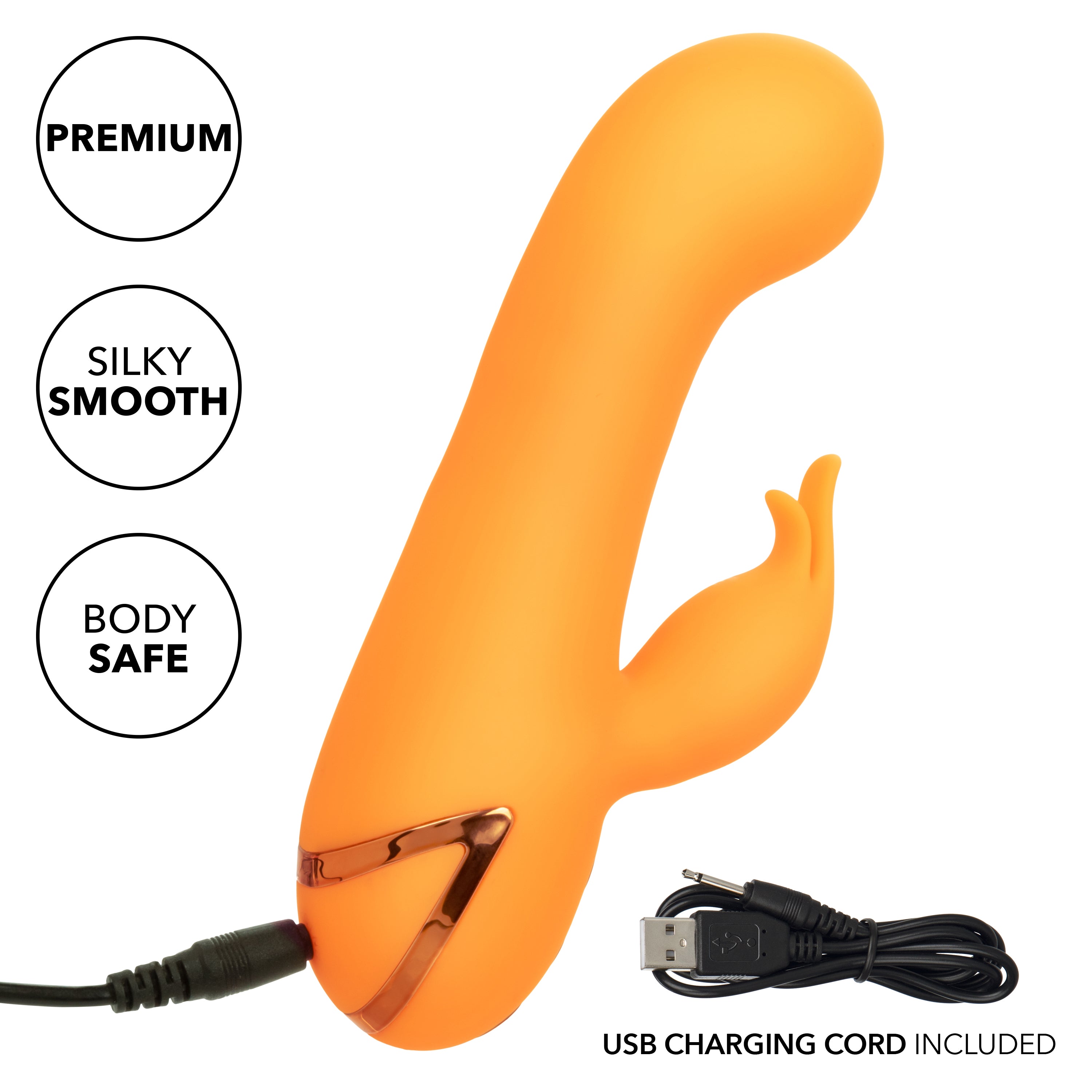 California Dreaming Montecito Muse Orange Silicone G-Spot Stimulator with 10 Vibration Functions and 3 Inflation Settings VIBRATORS-RABBIT
