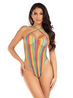 Leg Avenue Rainbow Stripe Cross-Over Halter Bodysuit One Size > Clothes > Bodies and Playsuits