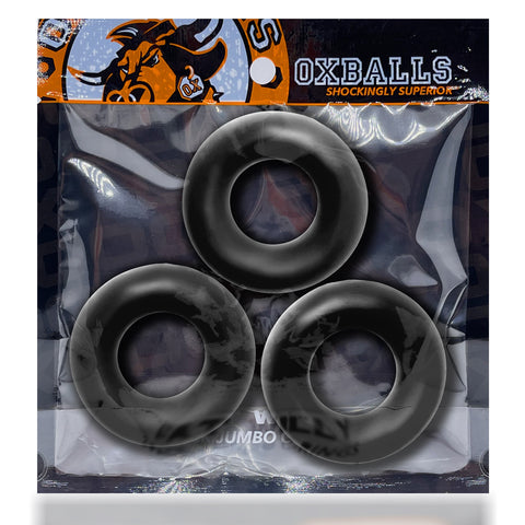 Fat Willy Three Piece Jumbo Cockrings Black COCK RING Set