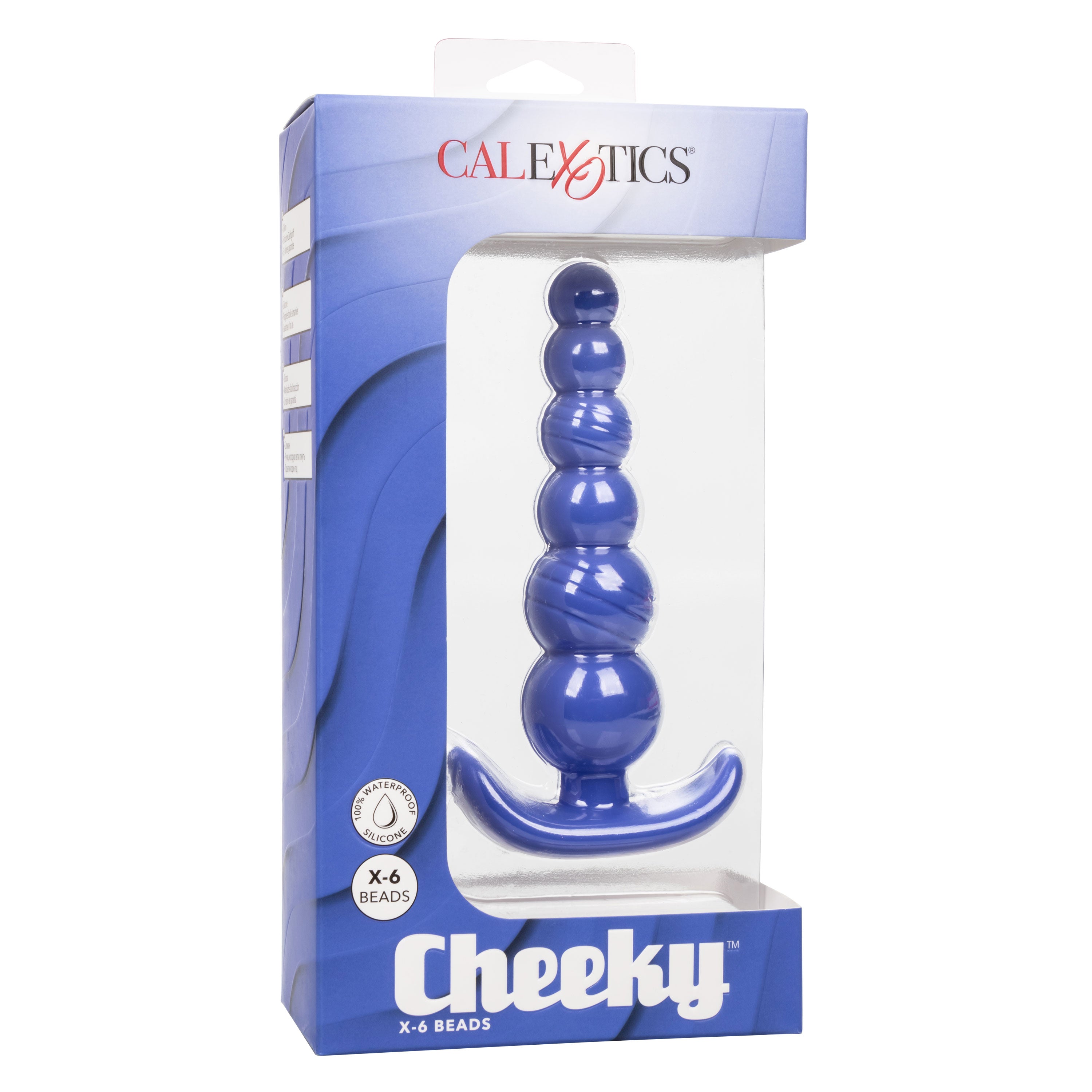 Cheeky X-6 Beads Silicone Anal Probe in Purple with Gradually Beaded Shaft and Pull Handle Base > Anal Range > Butt Plugs