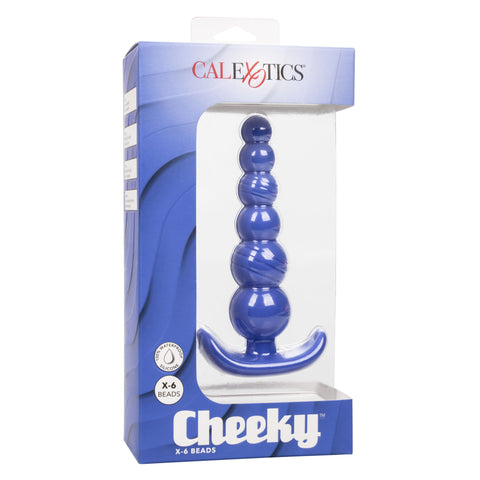 Cheeky X-6 Beads Silicone Anal Probe in Purple with Gradually Beaded Shaft and Pull Handle Base > Anal Range > Anal Beads
