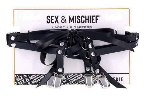Laced Up Adjustable Garters for Thighs 18 to 26 Inches Hosiery