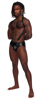 Uranus Front Torso Harness – Large X Large Studded Stretch Fabric Black L XL > Clothes > Mens Harnesses
