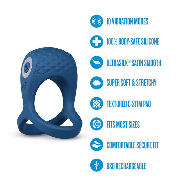 Performance Plus Dual Flex Pro (Blue) – Premium Cock Ring and Ball Strap with 10 Vibration Modes > Cock Ring > Vibrating