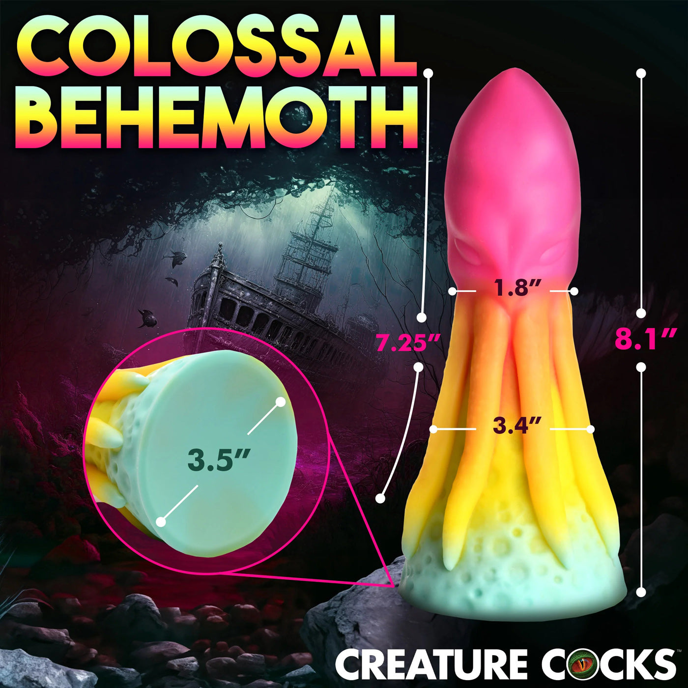 Creature Cocks King Kraken Silicone Dildo 8.1 Inches Multi Fantasy Dongs