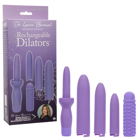 Dr. Laura Berman Rechargeable Dilators Set with Four Locking Sizes and Premium Silicone Textured Sleeve in Purple Dilators