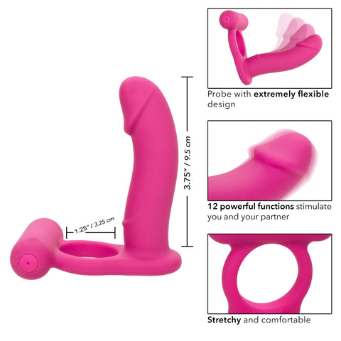 Silicone Rechargeable Double Diver Stimulator Cock Rings Vibrating