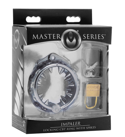 Impaler Locking CBT Ring With Spikes Stainless Steel Toy Silver Medical Themed