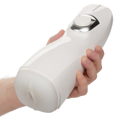 Optimum Power Lifelike Pulsar Stroker Rechargeable White Male Masturbator with Vibration and Suction Functions Strokers - Auto