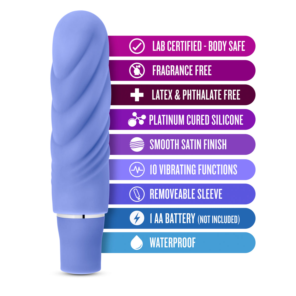 Luxe Nimbus Mini Silicone Vibrator with Satin Finish Periwinkle > Vibrators > Standard Vibrators