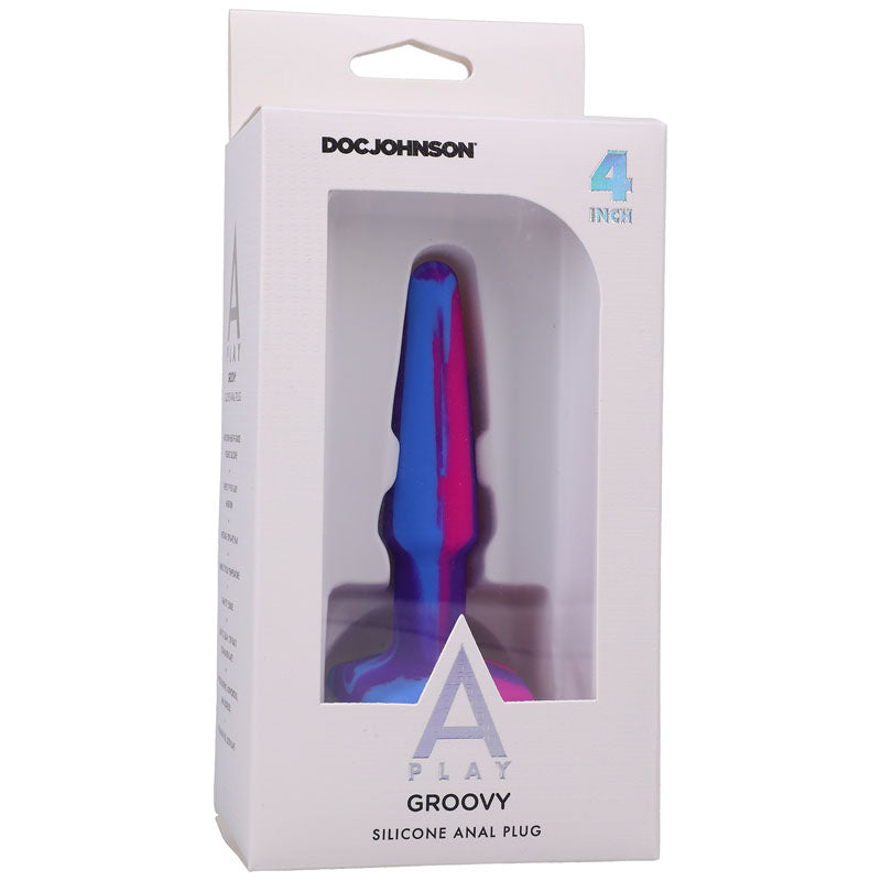 A-Play Groovy Silicone Anal Plug- 4 inch - Berry  10 cm